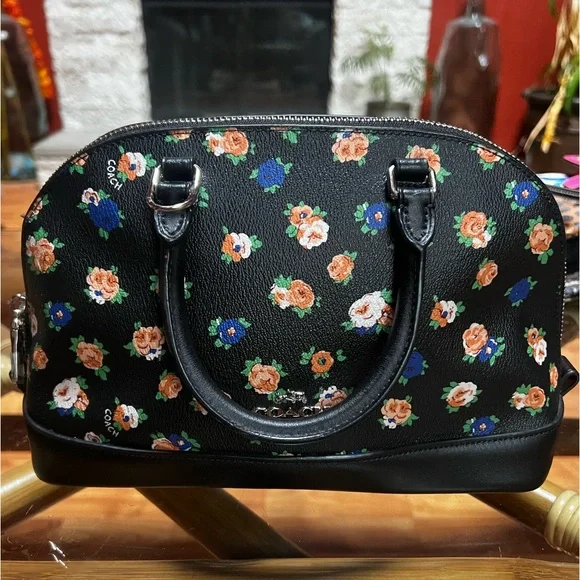 Beautiful COACH Black Floral Handbag Mini Tote Bag See Description NWOT - Picture 3 of 13